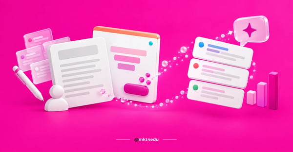 How to create a blog: a blank draft, a structure panel with a publish button and search result cards