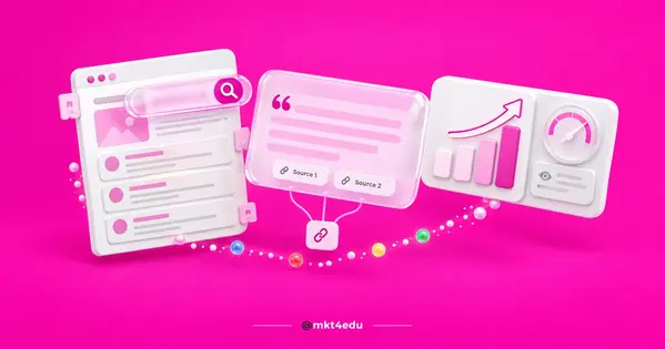 Como melhorar o SEO de um site em janela de busca 3D, painel de resposta citando fontes e gráfico em alta
