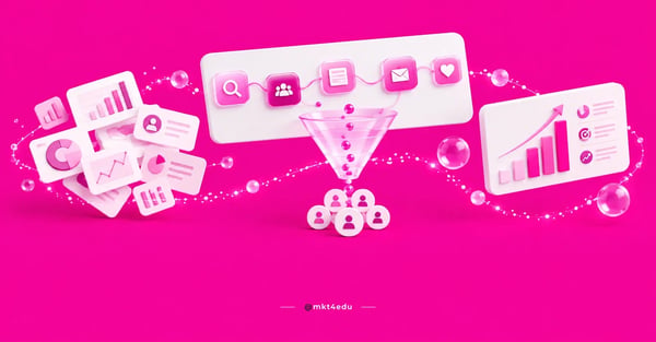 Funil de dados que vira foguete, ilustrando a análise de funil no marketing digital com Funnelytics.