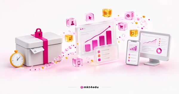 Como funciona o Google Analytics 4: arquivo lacrado do Universal Analytics e painel de eventos em cubos de vidro