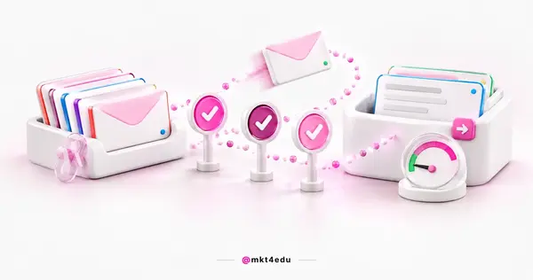 What is a newsletter: envelopes leaving a tray and passing three verification seals on the way to the inbox