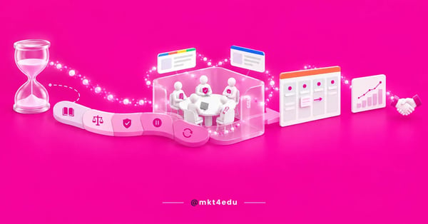 Remarketing B2B: ampulheta, etapas longas do ciclo, comitê de compra reunido e pipeline avançando até o acordo