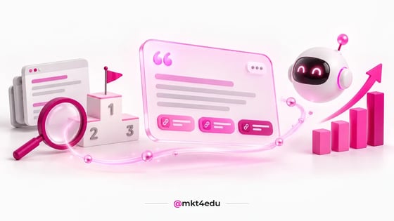 Search panels, a ranking podium and an AI robot framing the question of whether SEO dead is fact or myth