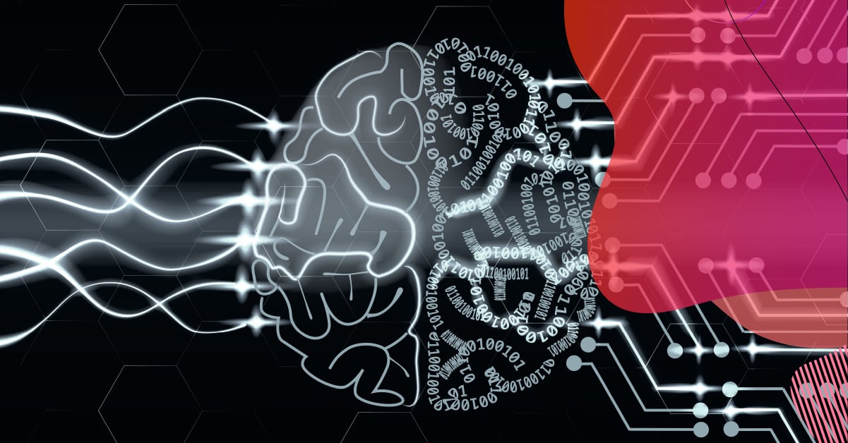 Digital brain with elements of technology and artificial intelligence applied to school enrollment processes.