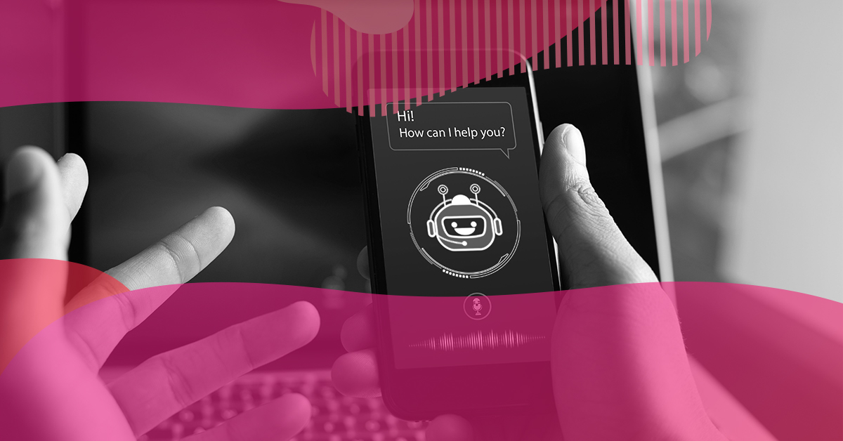 A person using a cell phone with a chatbot on the screen, illustrating the different types of chatbots and how to choose the best one for your business.