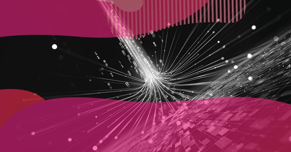 Abstract illustration of data flow with bright lines and digital elements, representing Big Data and high-speed information.