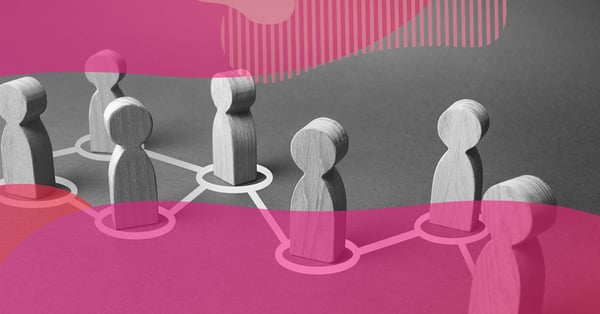 Illustration with pieces of wood connected by lines, symbolizing the communication ruler and the connection between different stages of the customer relationship.