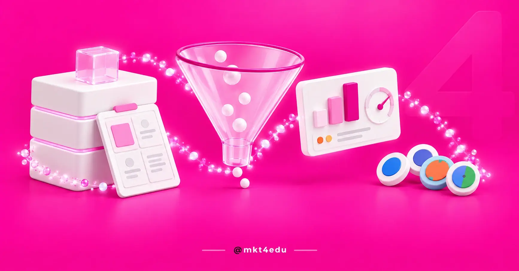 How to start an online business: 3D foundation blocks, a glass funnel and channel tokens
