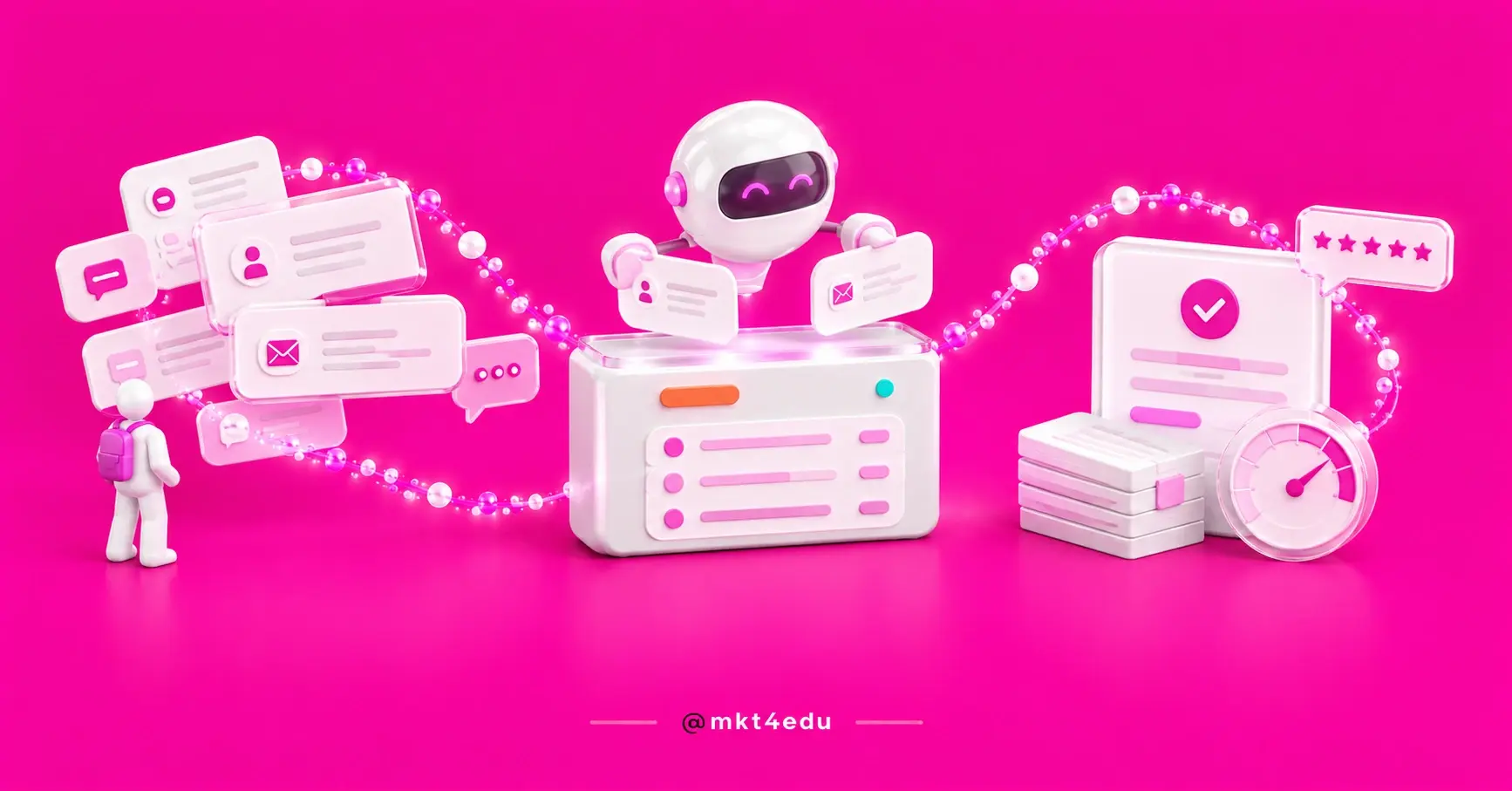 Chamados chegando, console de help desk com agente de IA e conversa resolvida ilustrando atendimento ao cliente