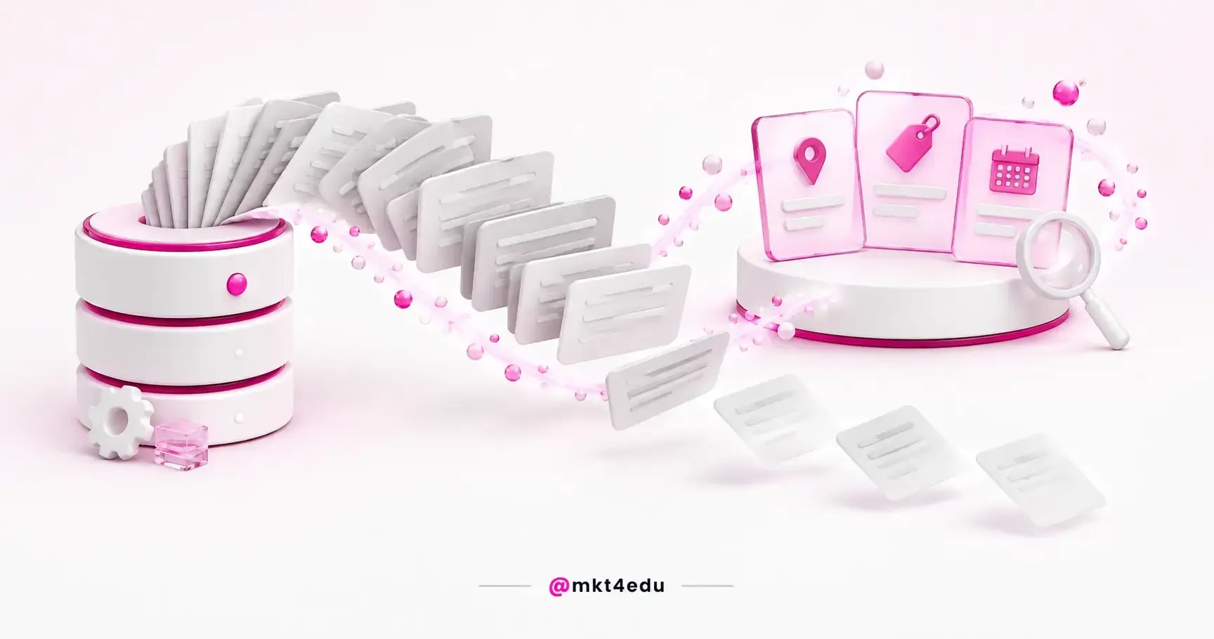 Database expanding into template pages, illustrating programmatic SEO