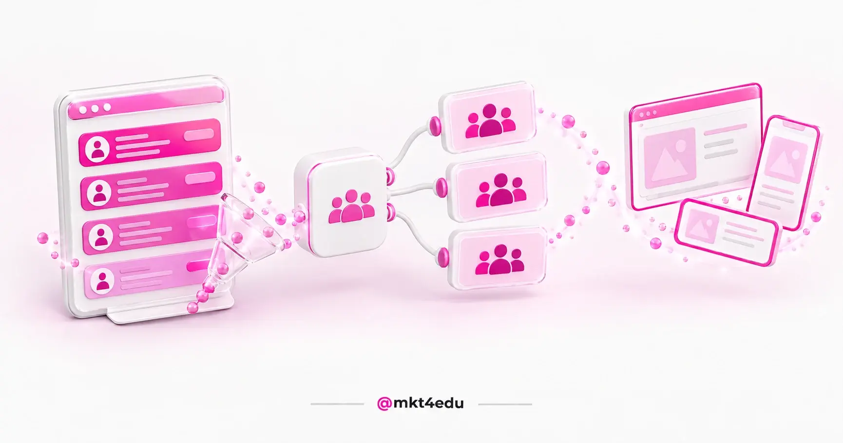 A CRM contact list filtered into segments and sent as an ad audience to Google and Meta
