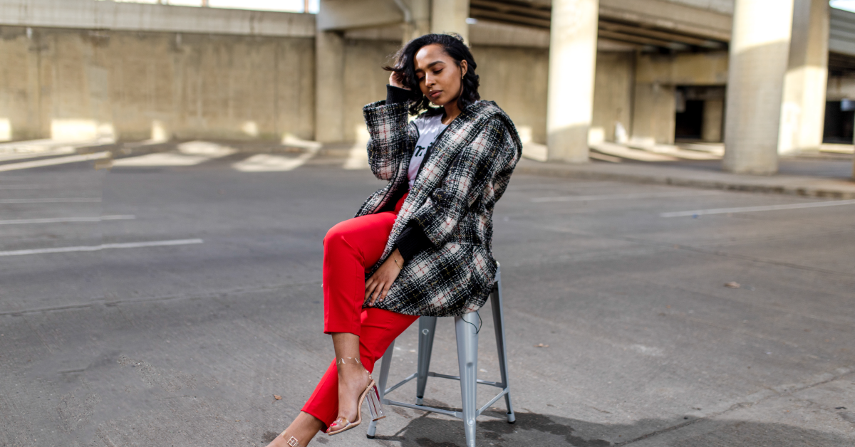 black-model-sitting